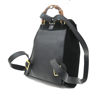 Gucci Vintage Bamboo Suede, Black, Suede, Backpack