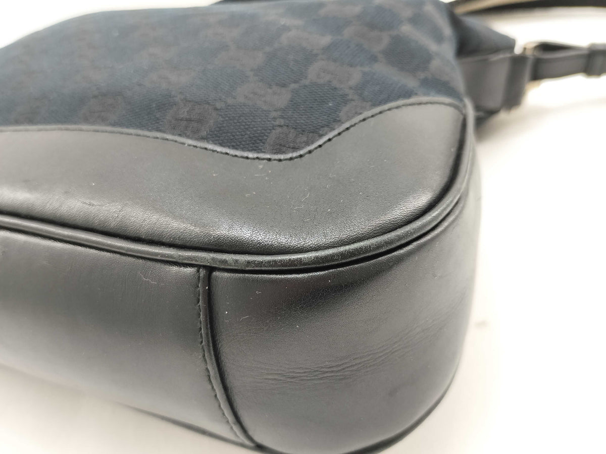 Gucci Bamboo Top Handle GG Canvas, Navy, Canvas, Handbag