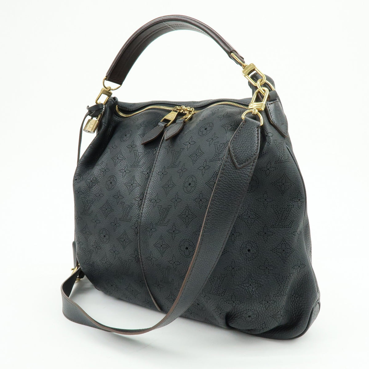 Louis Vuitton Selene Mahina Leather, Black, Leather, Handbag