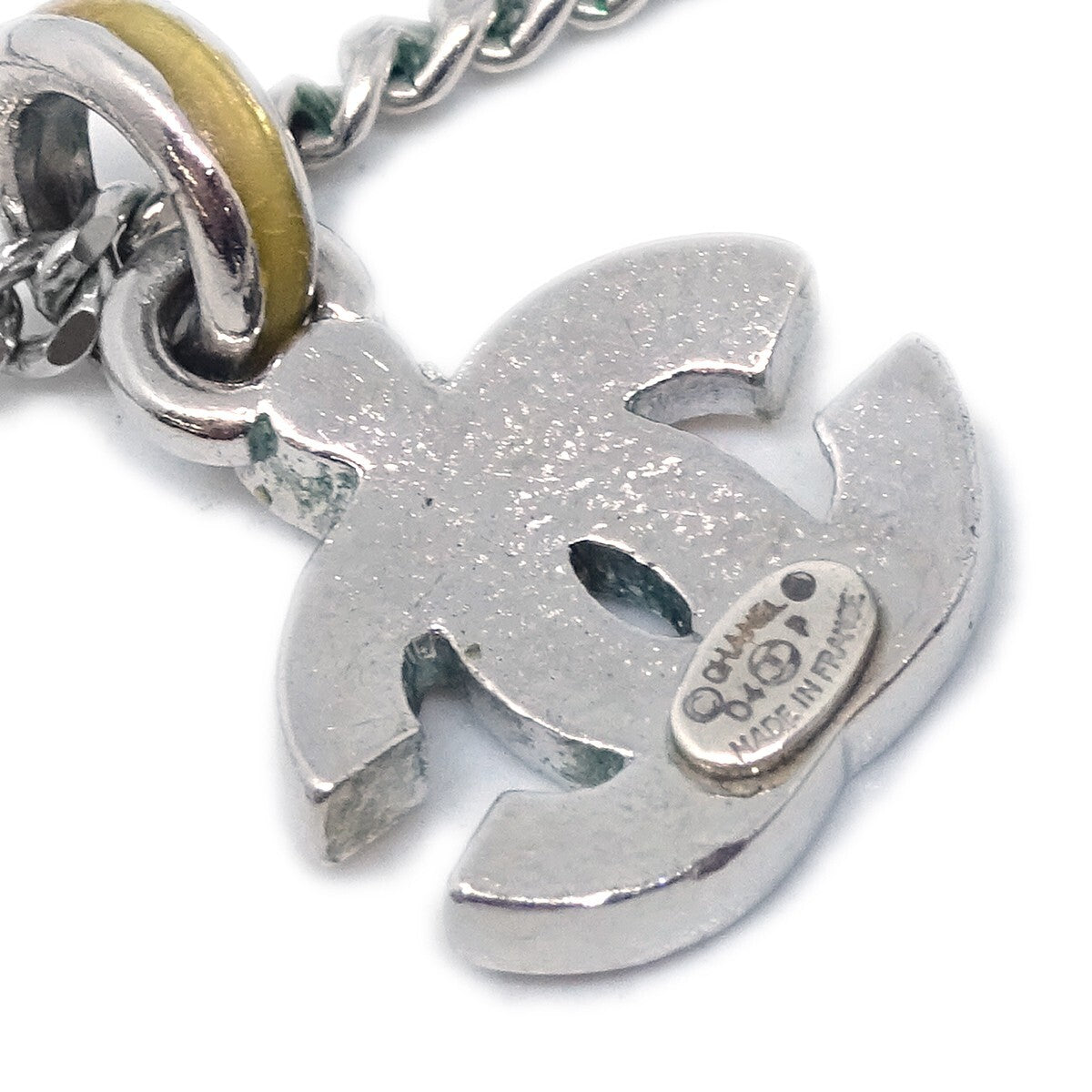 Chanel Vintage CC Pendent Plated Metal, Silver, Silver Plated, Necklace