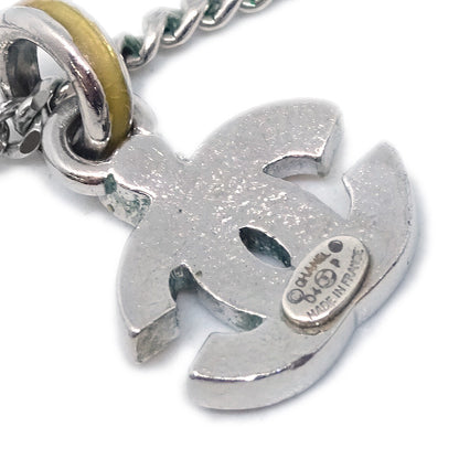 Chanel Vintage CC Pendent Plated Metal, Silver, Silver Plated, Necklace