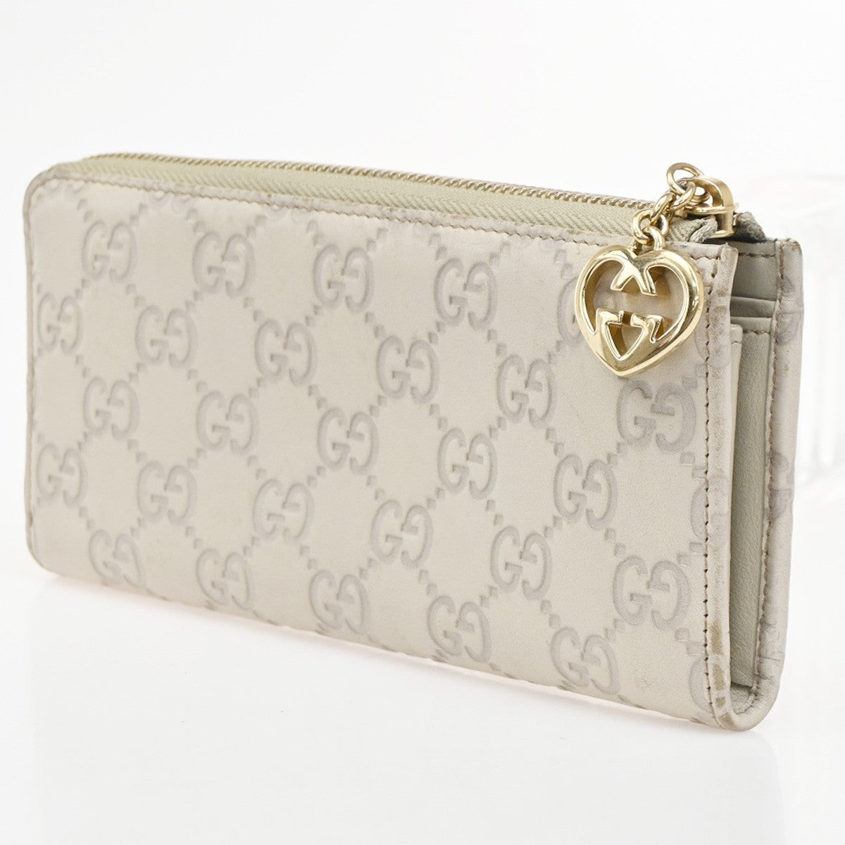 Gucci Interlocking G Zip Around Wallet (Outlet) Leather, Beige, Leather, Wallet