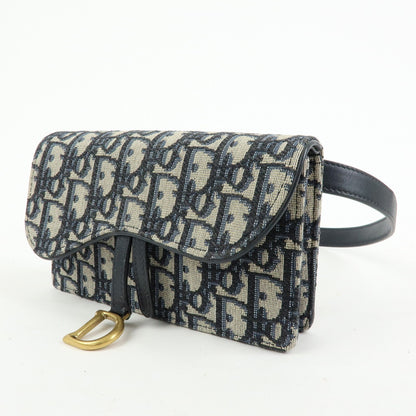 Christian Dior Saddle Belt Oblique Canvas, Navy, Canvas, Handbag