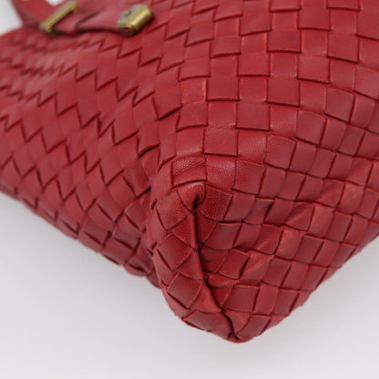 Bottega Veneta Belted Tote Intrecciato Nappa, Red, Leather, Tote Bag