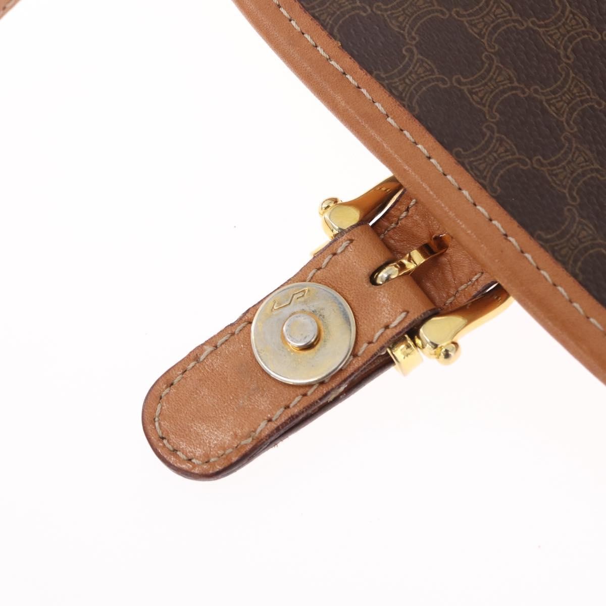 Celine Macadam Shoulder PVC Leather, Brown, Canvas, Crossbody Bag