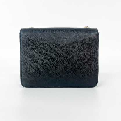 Gucci Interlocking Shoulder Bag Leather, Black, Leather, Handbag