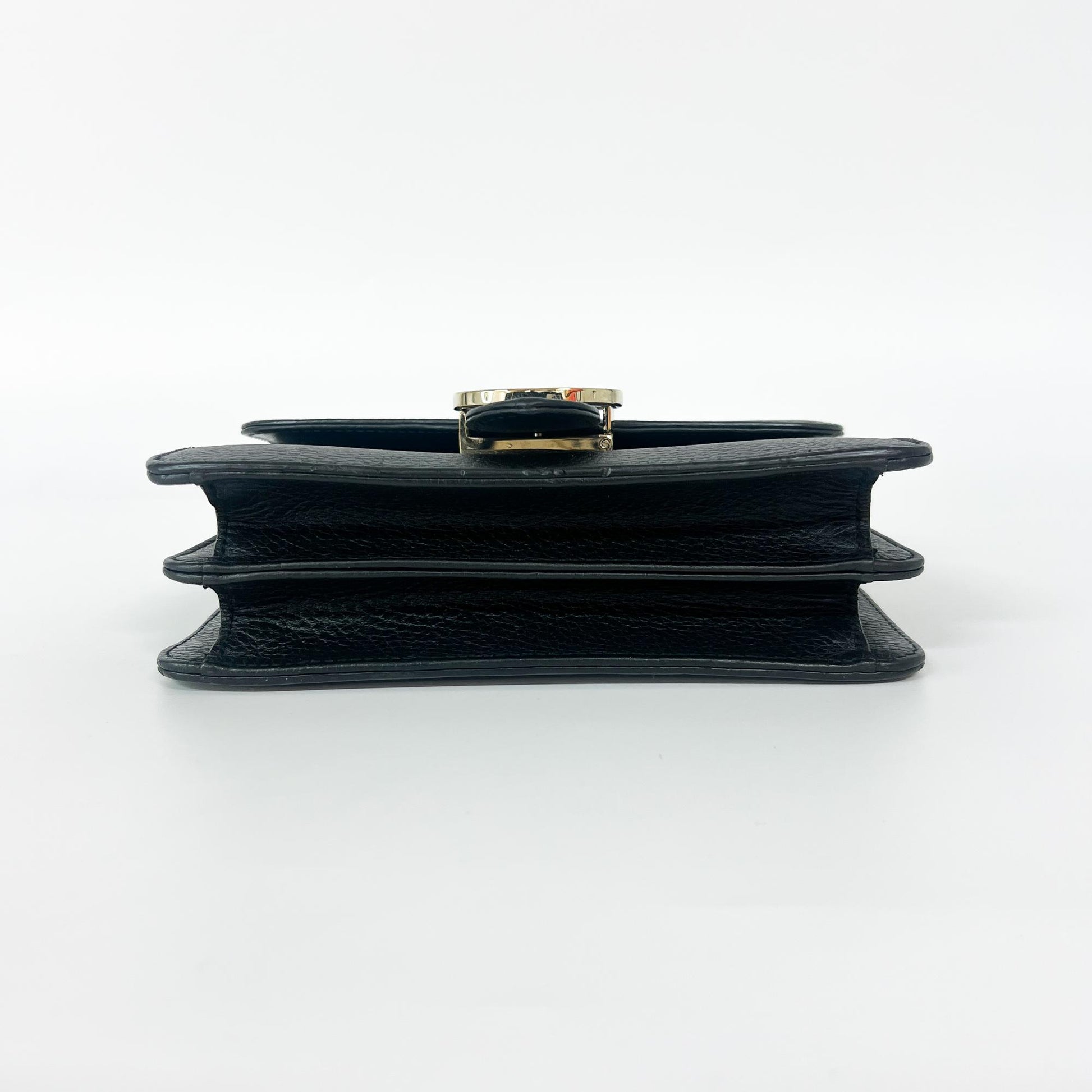 Gucci Interlocking Shoulder Bag Leather, Black, Leather, Handbag