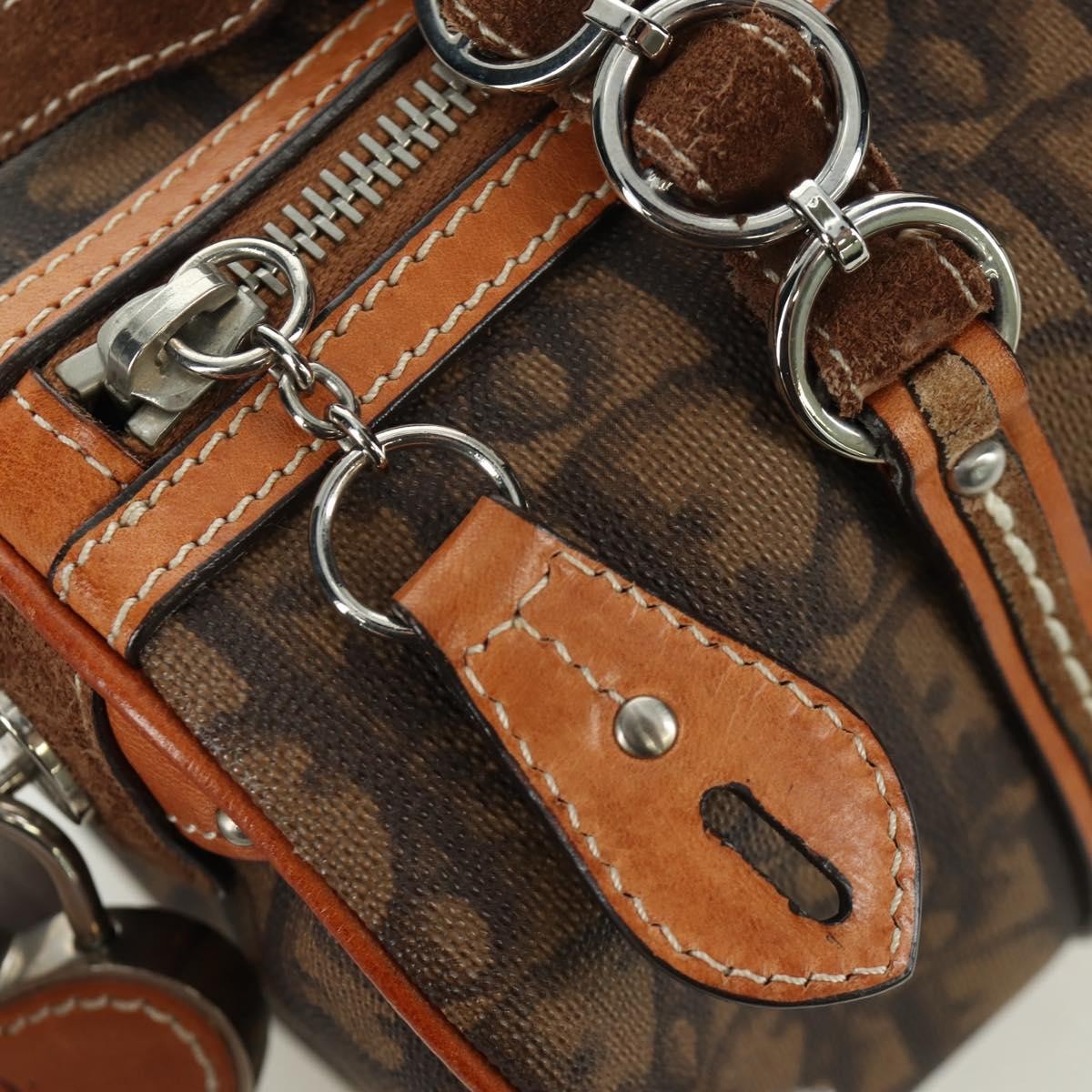 Christian Dior Vintage Trotter Romantique Boston Diorissimo Coated Canvas, Brown, Canvas, Handbag