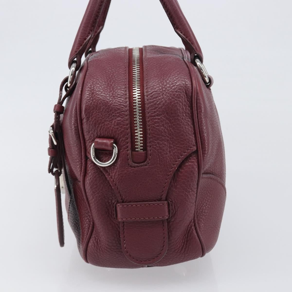 Prada Front Pocket Pushlock Convertible Boston Vitello Daino, Burgundy, Leather, Handbag