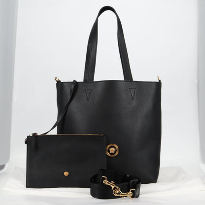 Versace Medusa Tote Leather, Black, Leather, Tote Bag
