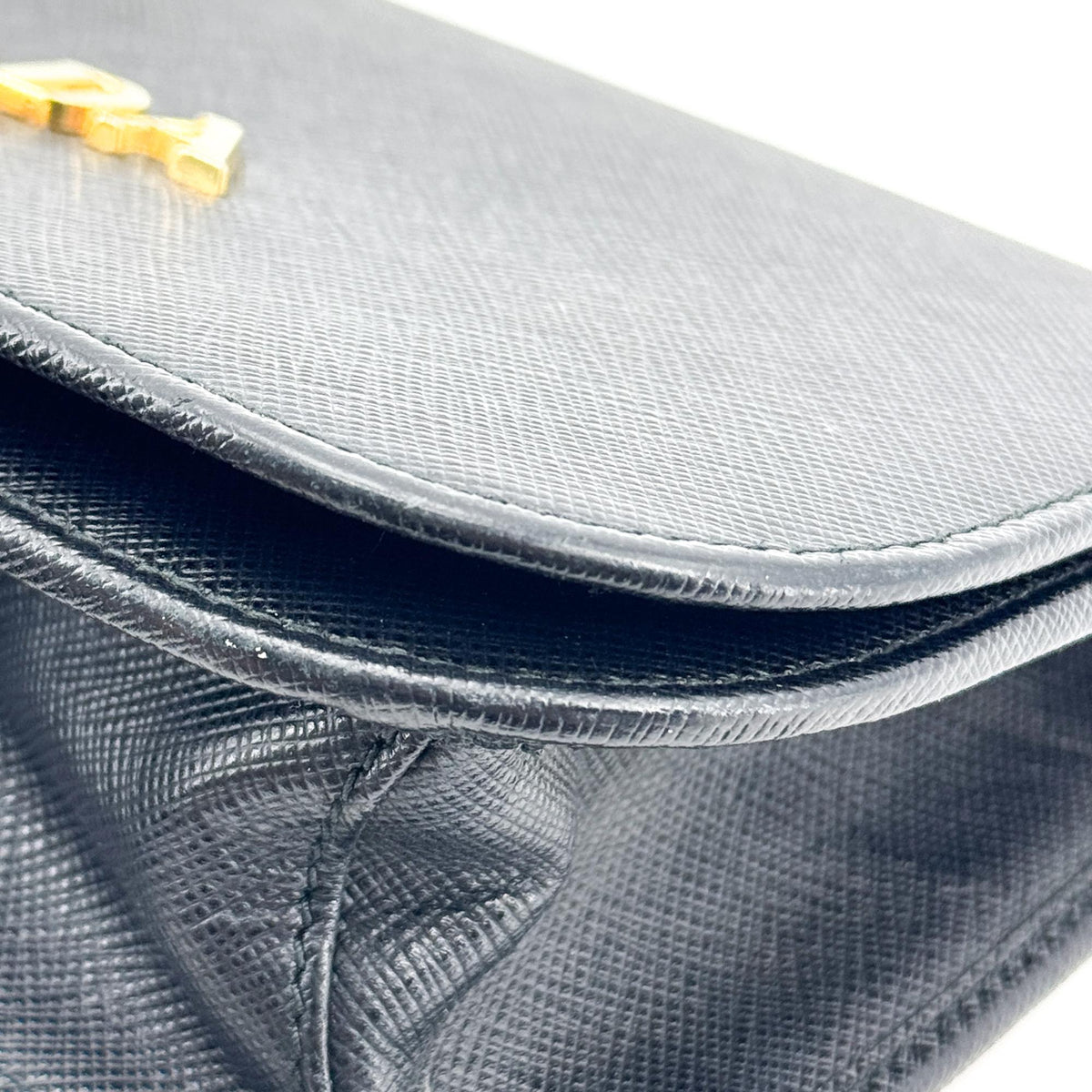 Prada Convertible Flap Clutch Saffiano Leather, Black, Leather, Clutch
