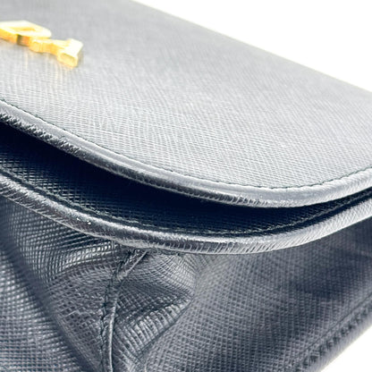 Prada Convertible Flap Clutch Saffiano Leather, Black, Leather, Clutch