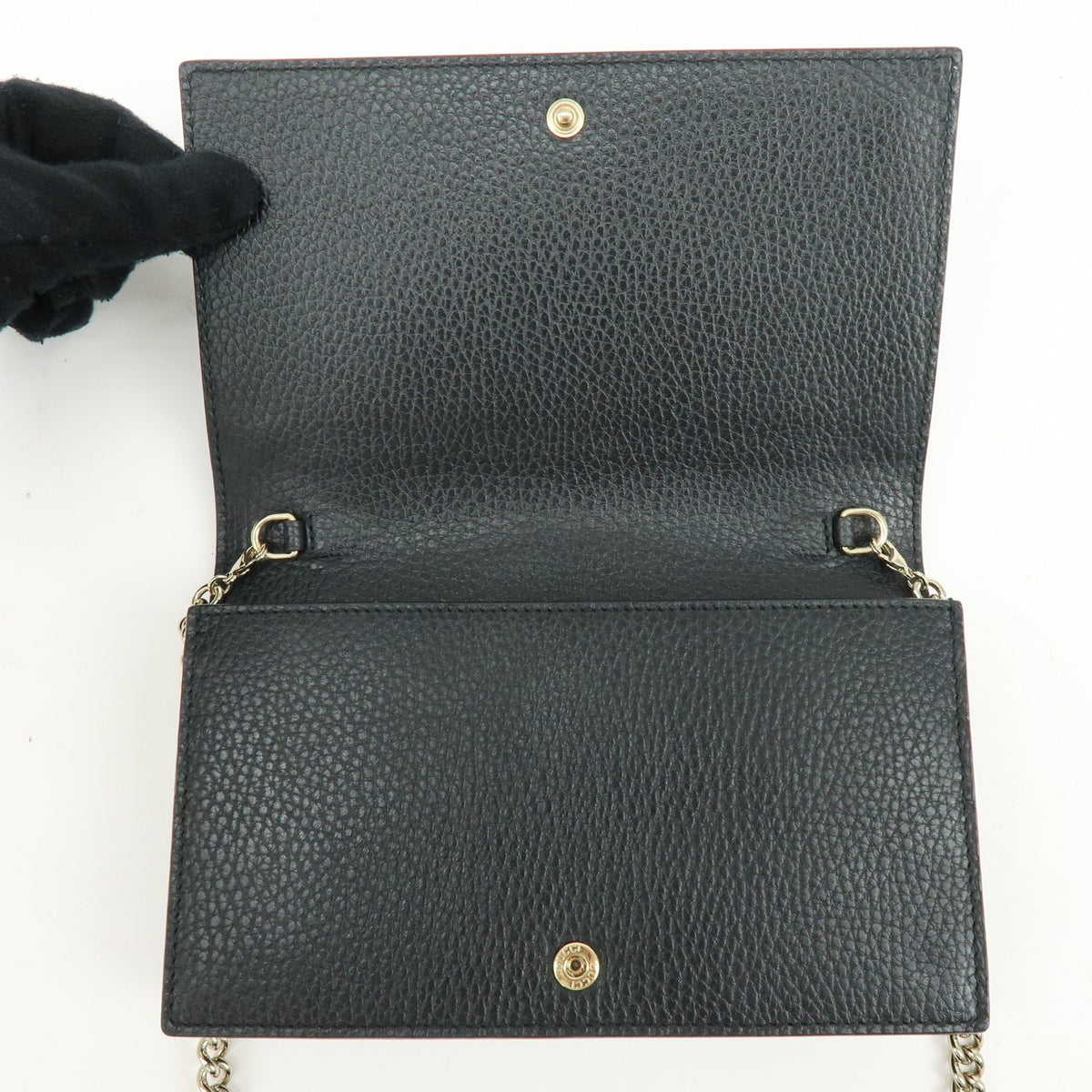 Gucci Betty Chain Wallet (Outlet) Leather, Black, Leather, Crossbody Bag