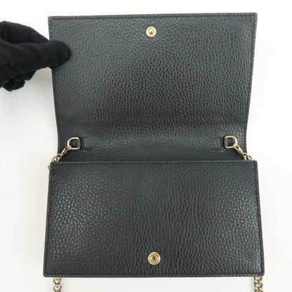 Gucci Betty Chain Wallet (Outlet) Leather, Black, Leather, Crossbody Bag