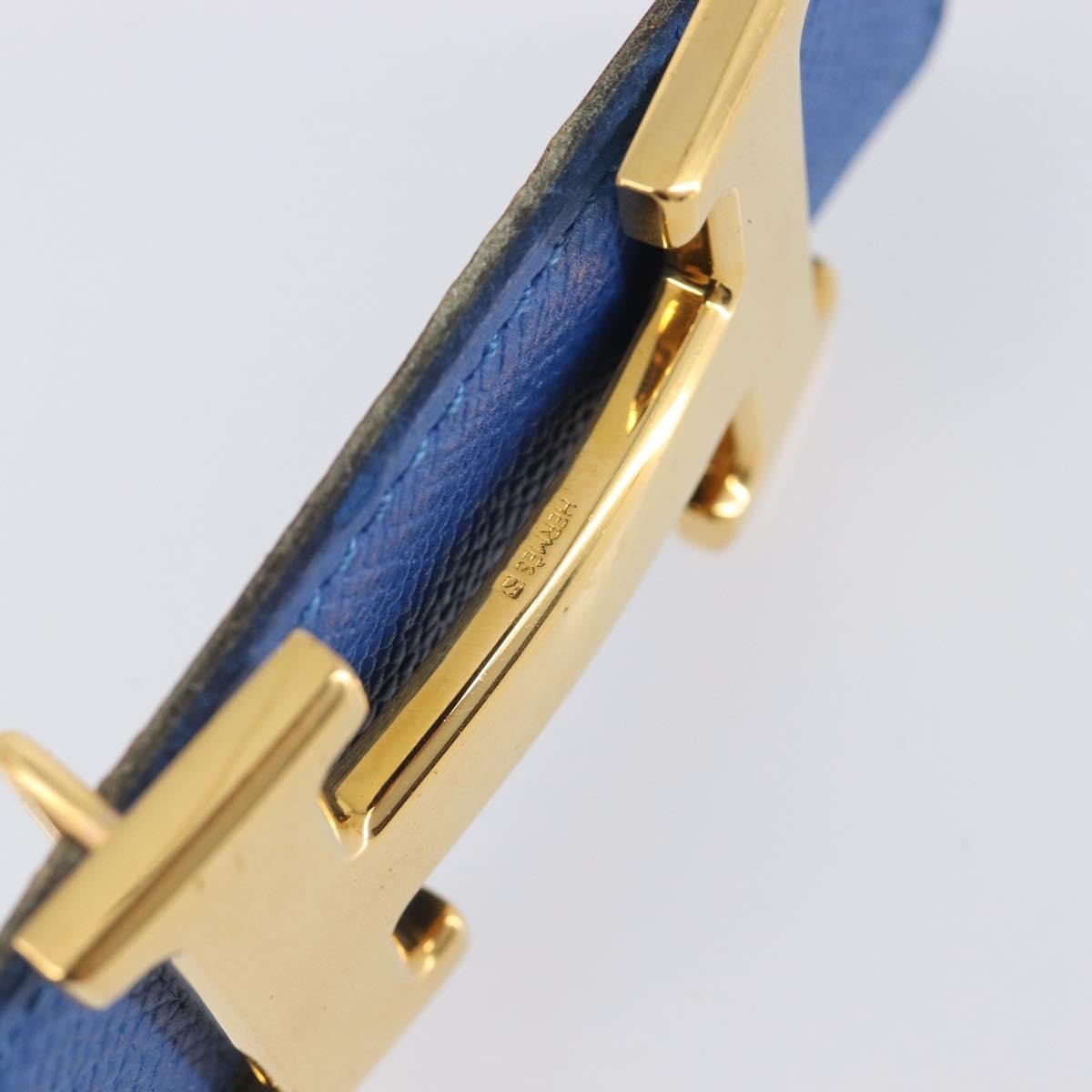 Hermes Constance Reversible Belt Leather, Blue, Leather, Belt