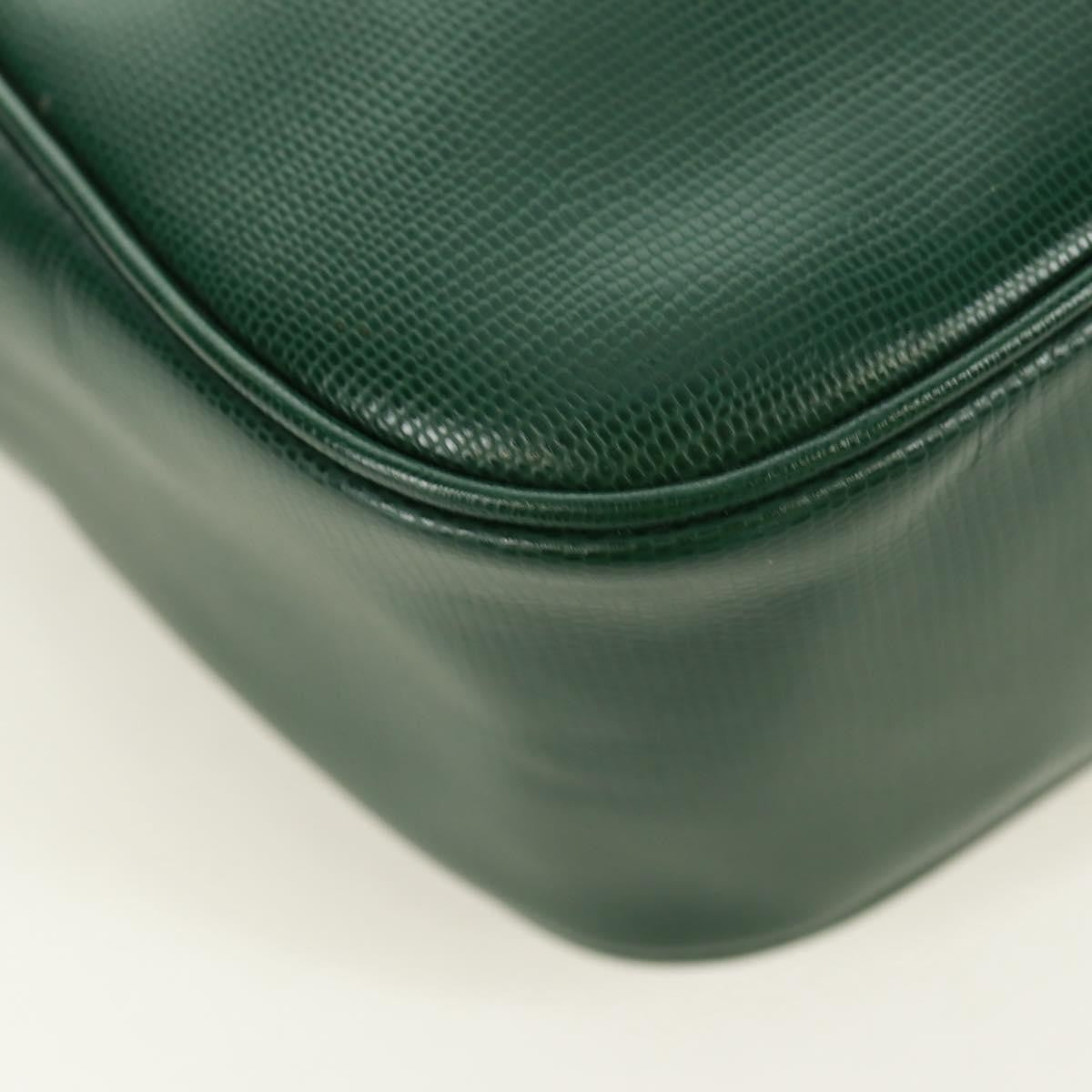 Celine Circle Logo Leather, Green, Leather, Shoulder Bag