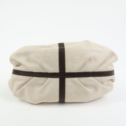 Bvlgari Chandra Hobo Canvas and Leather, Beige, Canvas, Shoulder Bag