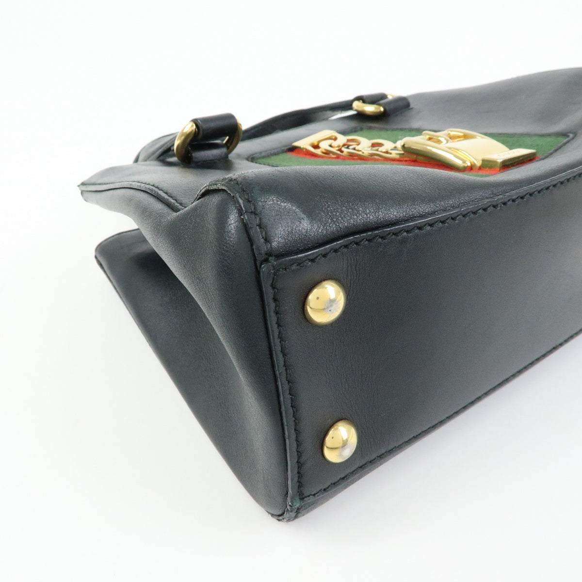 Gucci Sylvie Top Handle Leather, Black, Leather, Handbag