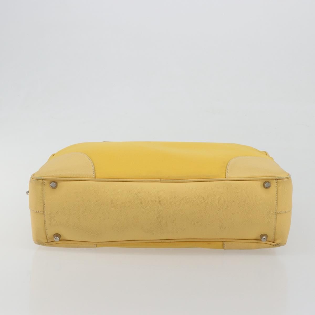 Prada Bauletto Tessuto with Saffiano Leather, Yellow, Canvas, Handbag