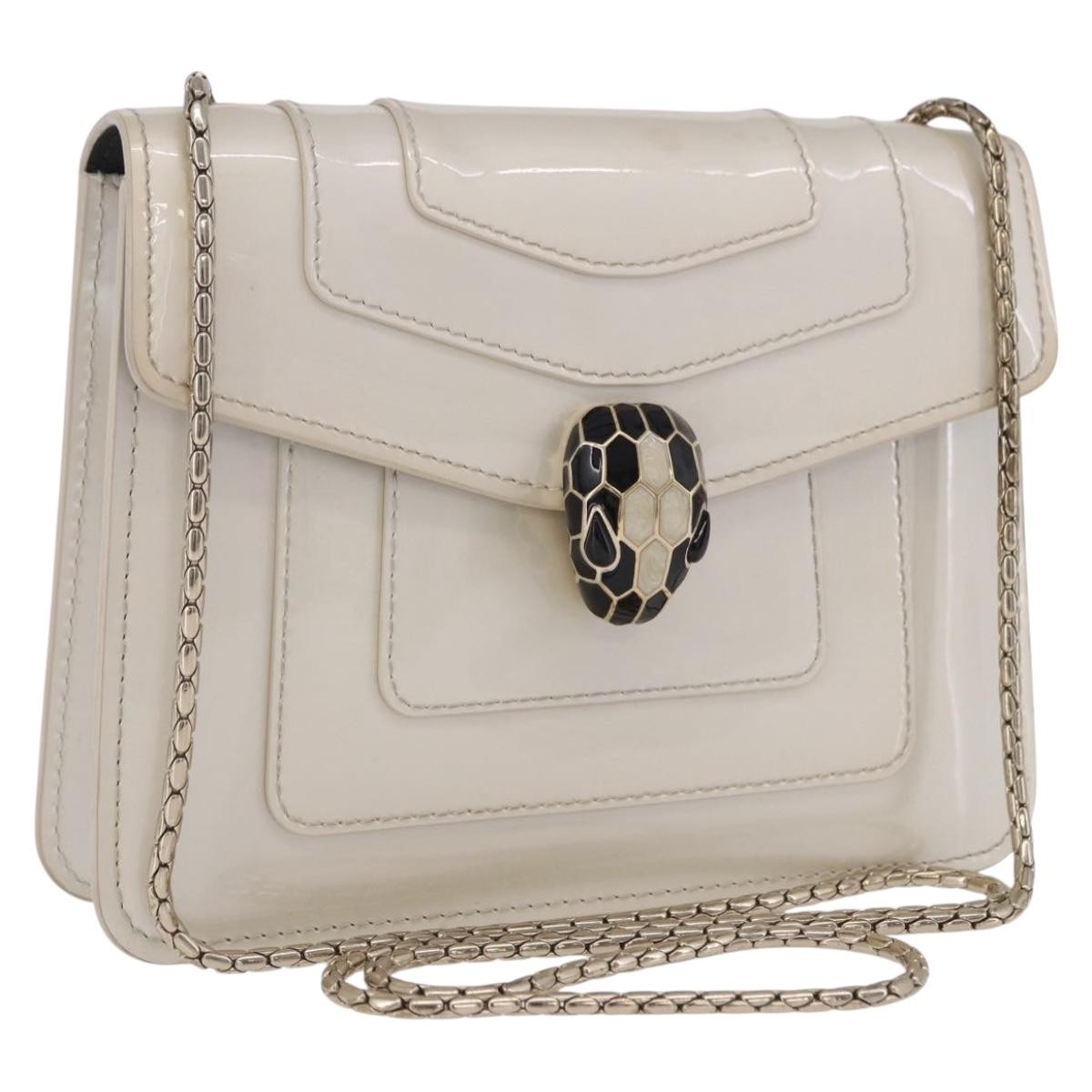 Bvlgari Serpenti Forever Patent, White, Patent Leather, Shoulder Bag