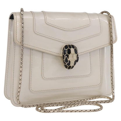 Bvlgari Serpenti Forever Patent, White, Patent Leather, Shoulder Bag