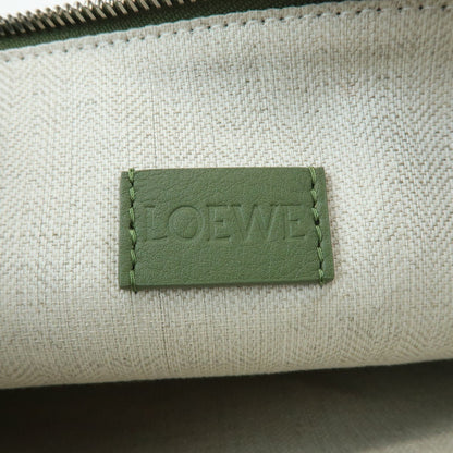 Loewe T Pouch Leather, Green, Leather, Clutch