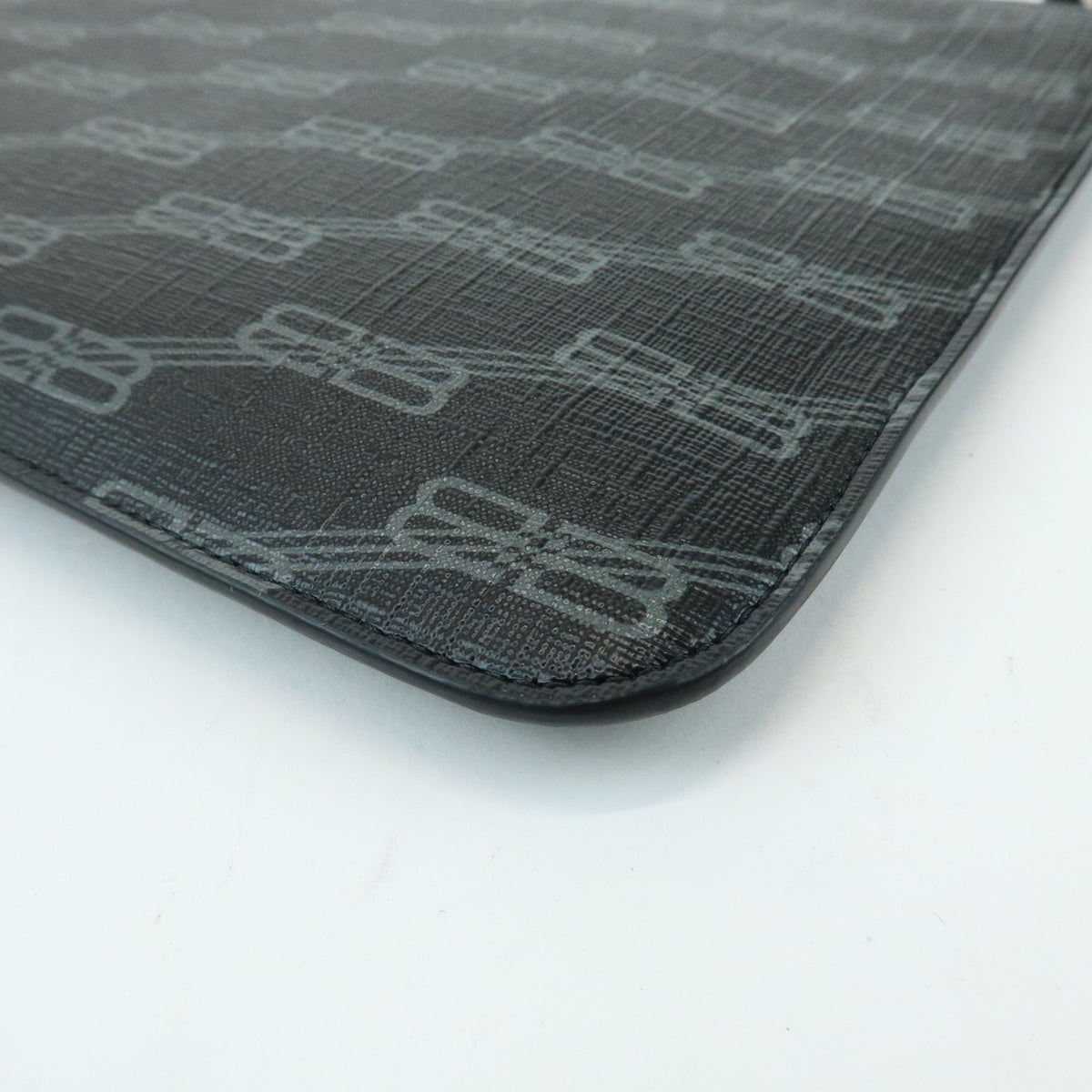 Balenciaga Signature Pouch Monogram PVC Leather, Black, Canvas, Clutch