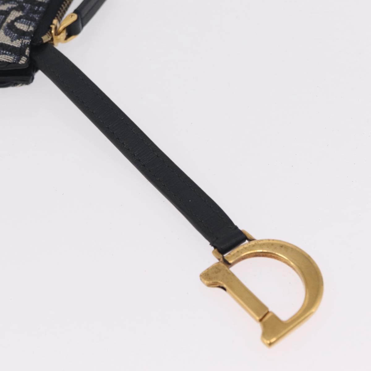 Christian Dior Vintage Saddle Zip Coin Purse Diorissimo Canvas, Navy, Canvas, Clutch