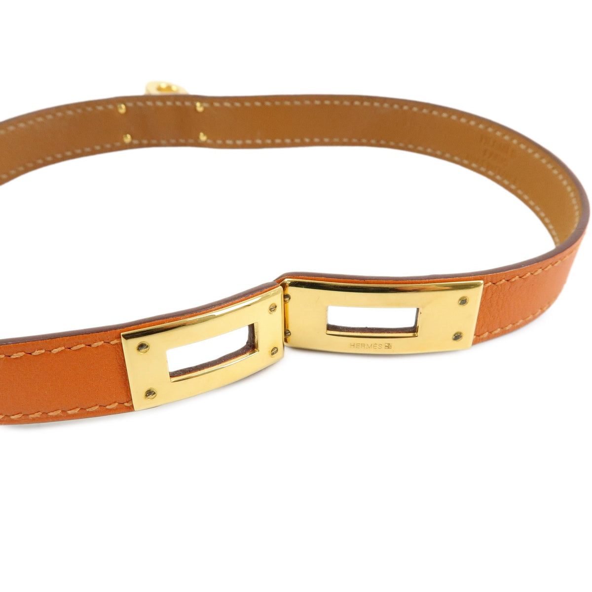 Hermes Kelly Double Tour Leather, Orange, Leather, Bracelet