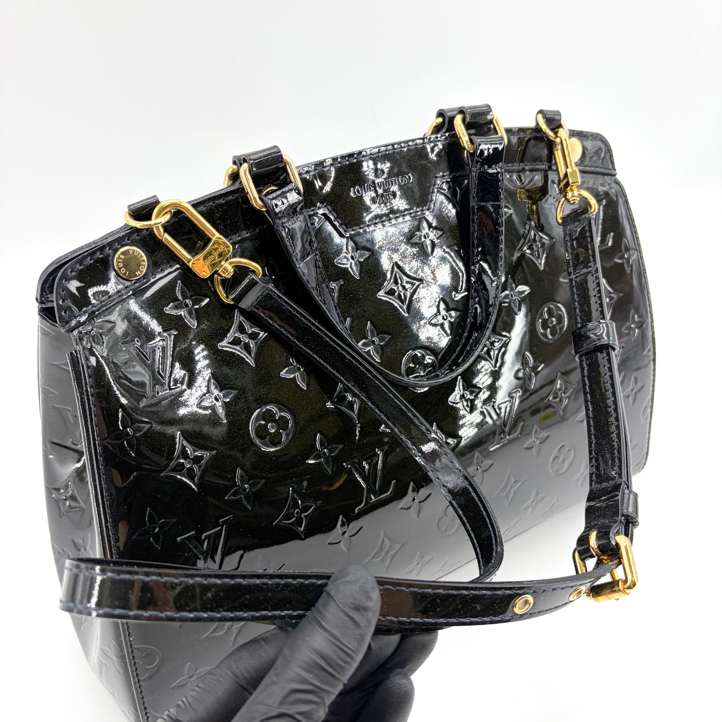 Louis Vuitton Brea NM Monogram Vernis, Black, Patent Leather, Handbag
