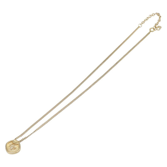 Christian Dior CD Cube Charms Pendant Metal with Crystals, Gold, Metal, Necklace