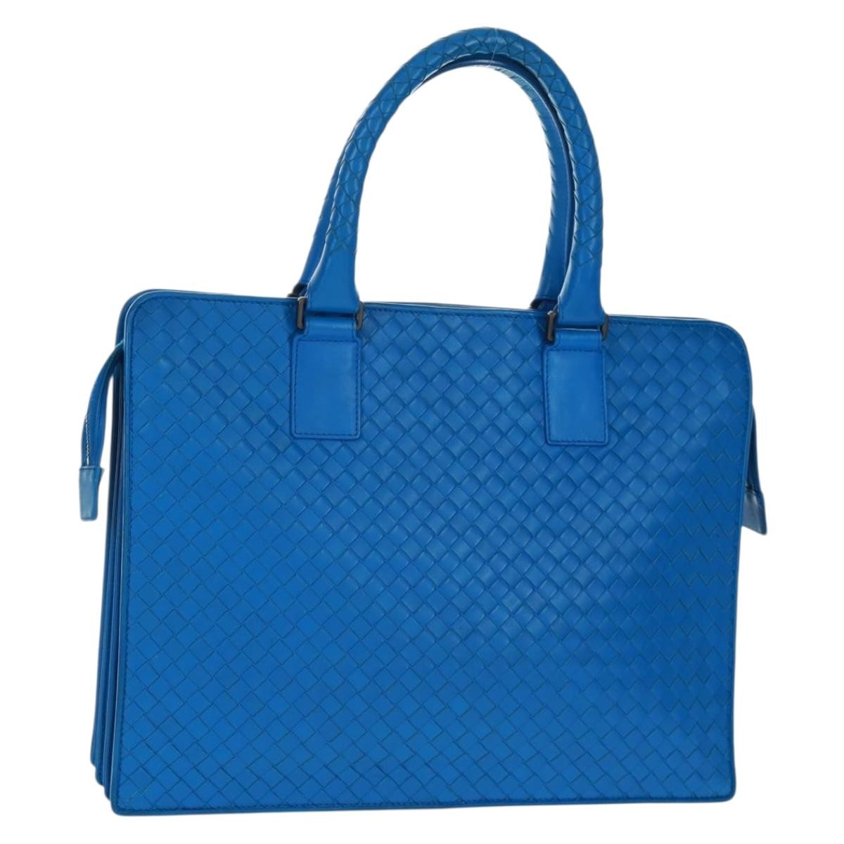 Bottega Veneta Top Zip Intrecciato Nappa, Blue, Leather, Briefcase