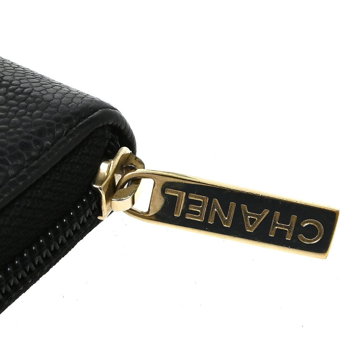 Chanel Portefeuille long CC logo Caviar Skin, Black, Leather, Wallet