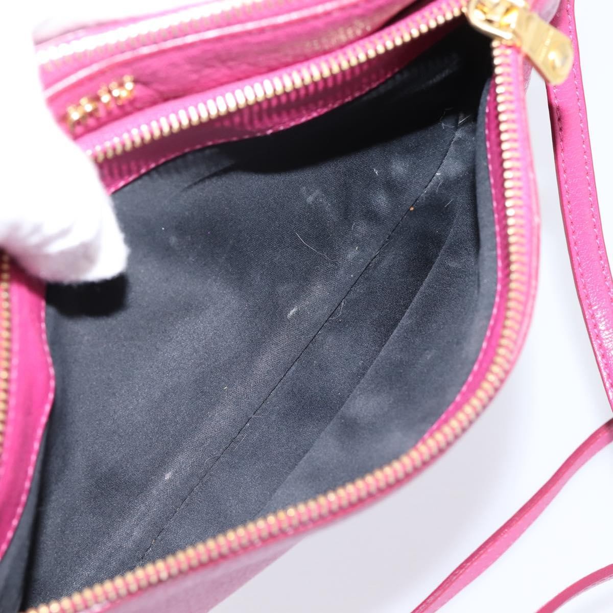 Miu Miu Madras Double Zip Leather, Pink, Leather, Crossbody Bag