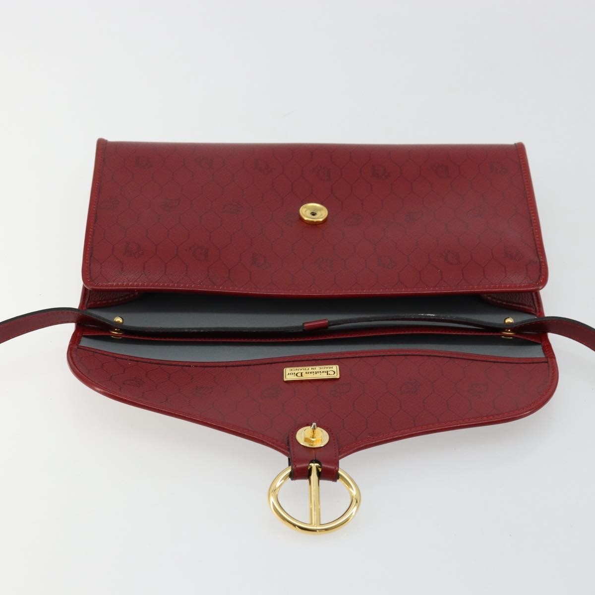 Christian Dior Vintage Honeycomb Canvas, Red, Canvas, Shoulder Bag
