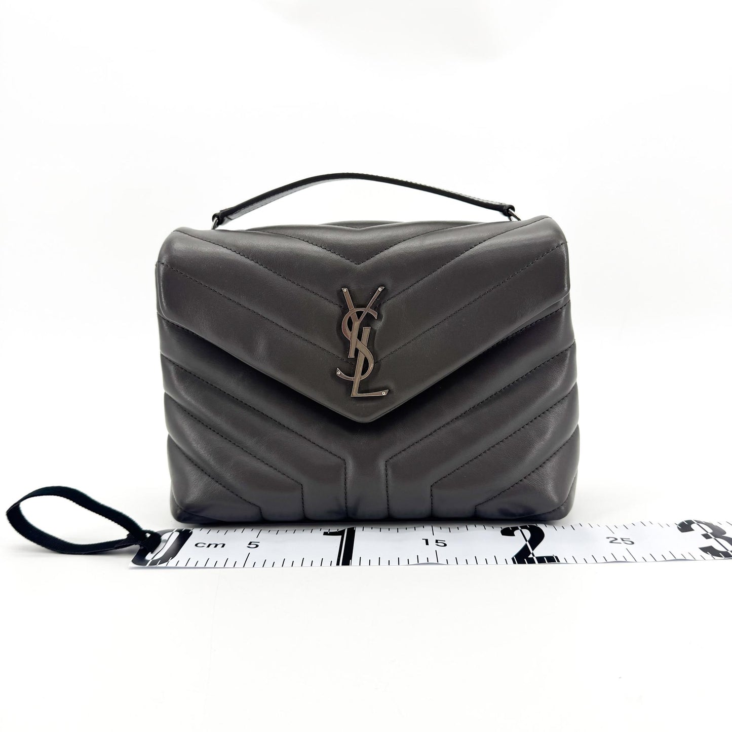 Saint Laurent LouLou Top Handle Matelasse Chevron Leather, Black, Leather, Handbag