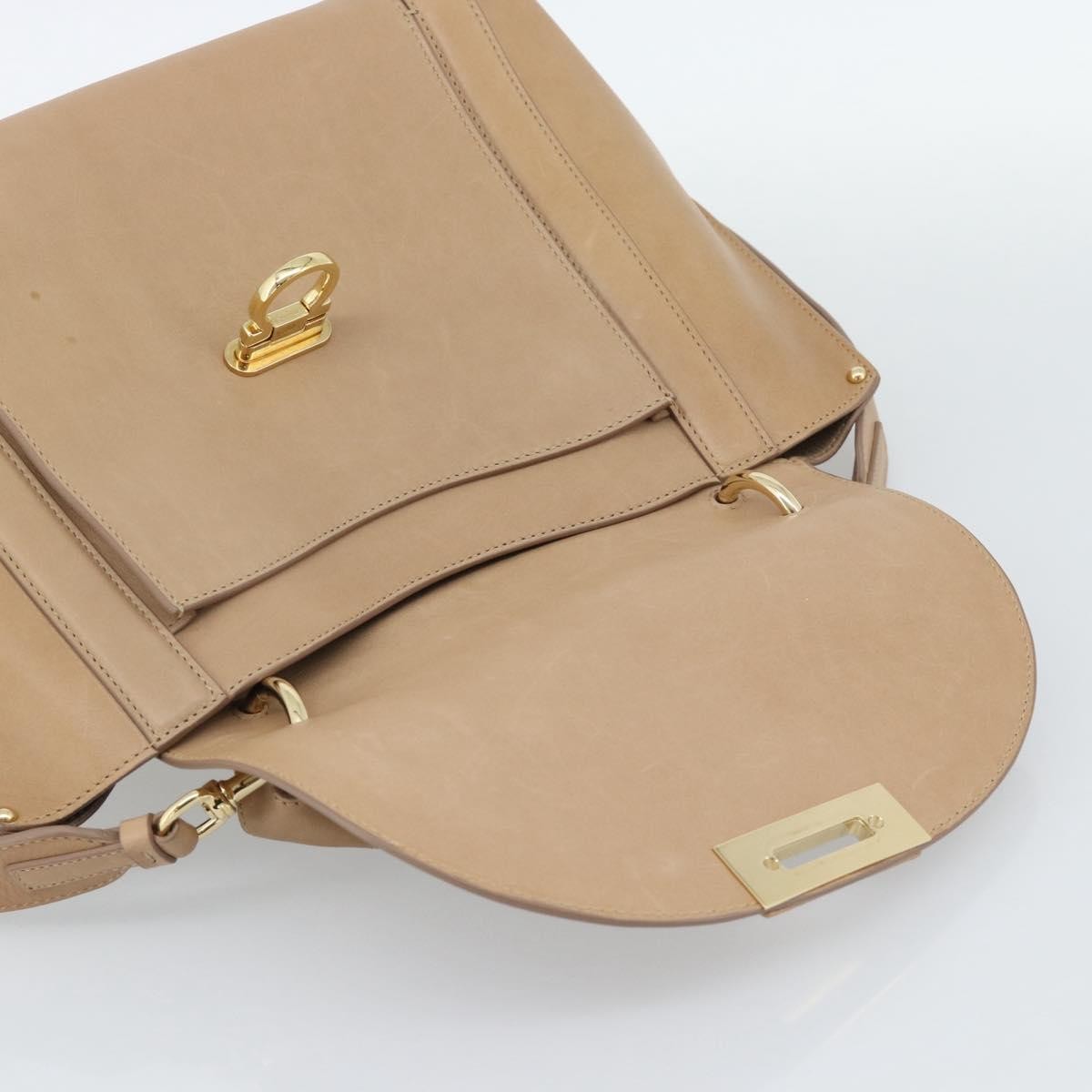 Salvatore Ferragamo Sofia Rainbow Saddle Leather, Beige, Leather, Handbag