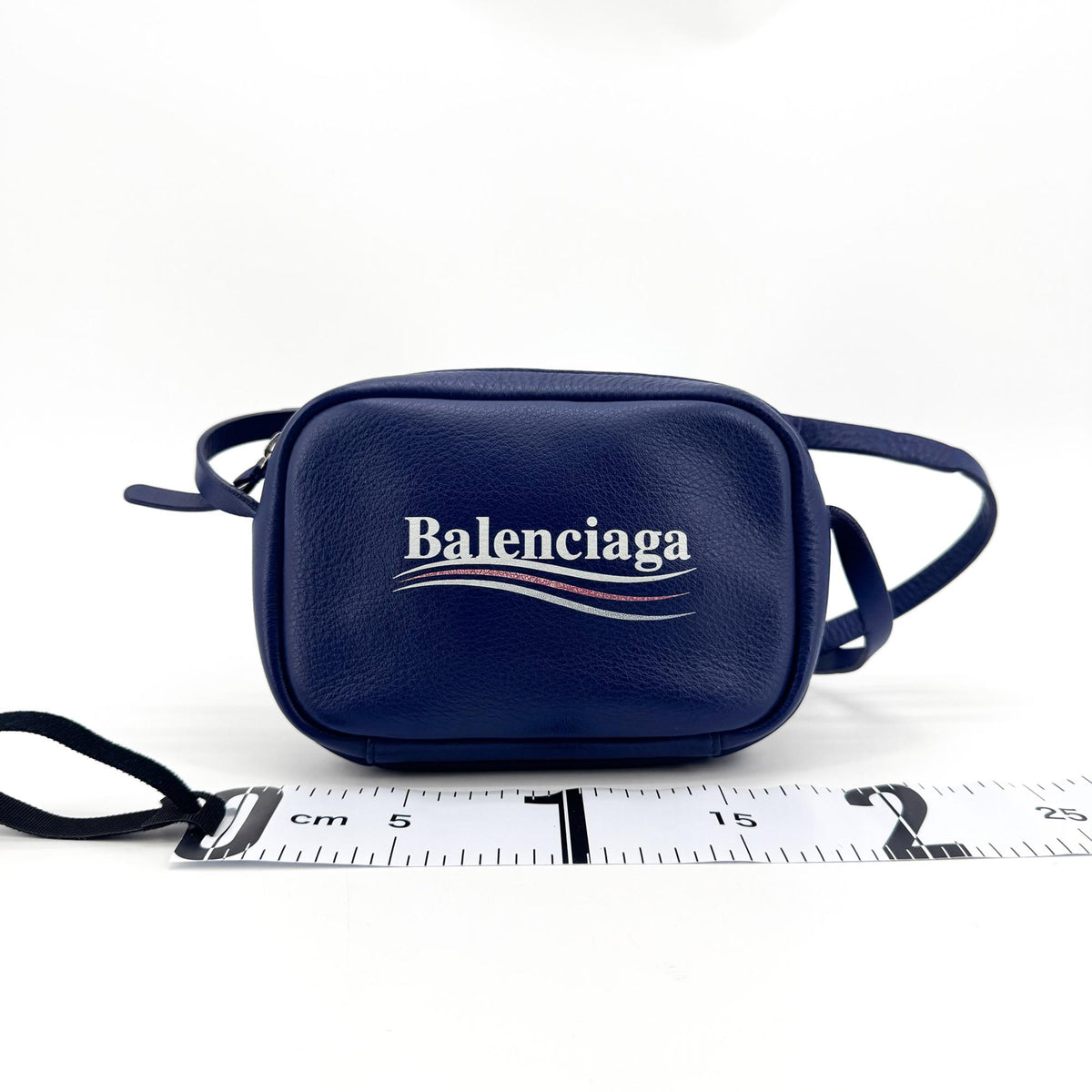 Balenciaga Everyday Camera Printed Leather, Blue, Leather, Handbag