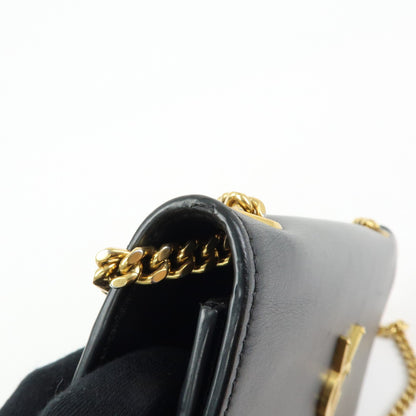 Saint Laurent Classic Monogram Tassel Leather, Black, Leather, Crossbody Bag