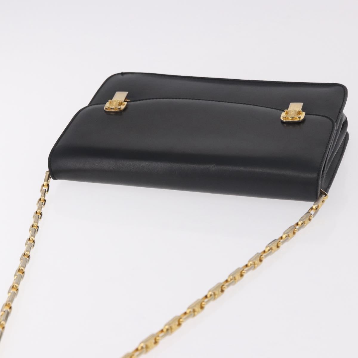 Celine Shoulder Leather, Black, Leather, Shoulder Bag