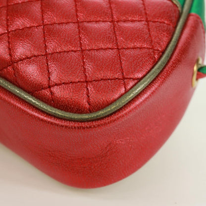 Gucci Trapuntata Camera Quilted Laminated Leather, Red, Leather, Shoulder Bag
