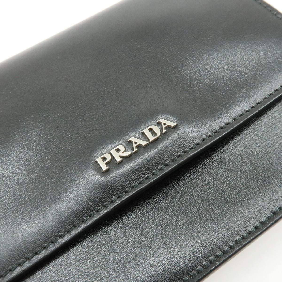Prada Wallet on Strap City Calfskin, Black, Leather, Crossbody Bag