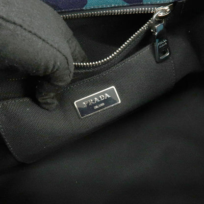 Prada Canapa Convertible Printed Canvas, Blue, Canvas, Tote Bag