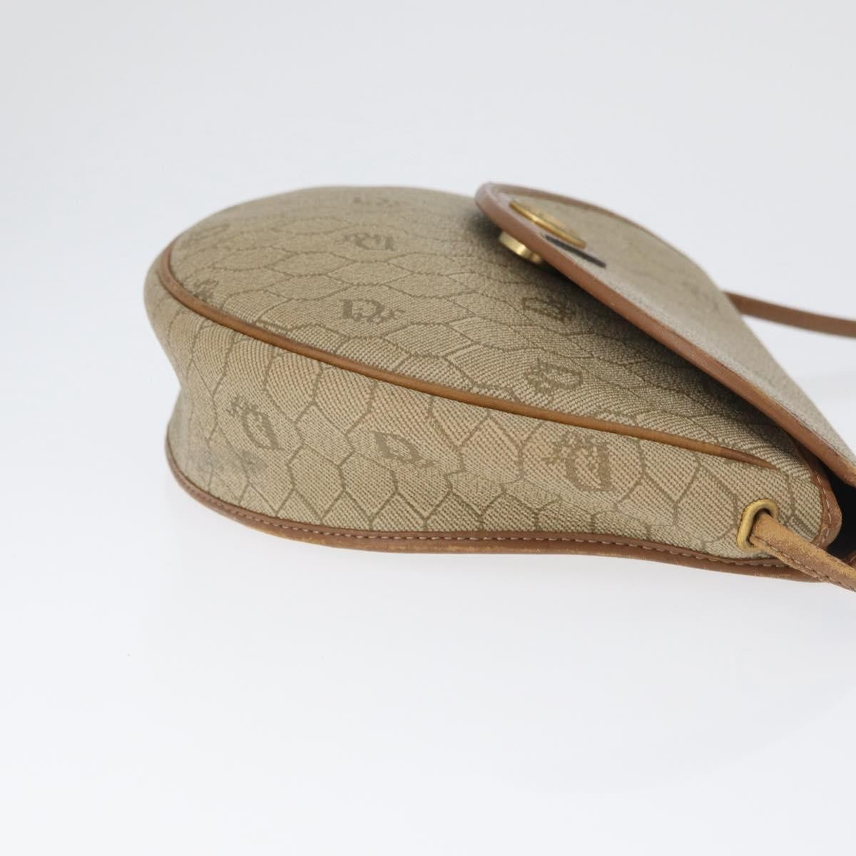 Christian Dior Vintage Honeycomb Flap Canvas and Leather, Beige, Canvas, Shoulder Bag