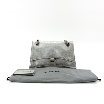 Balenciaga Crush Charm Chain Flap Leather, Silver, Leather, Handbag