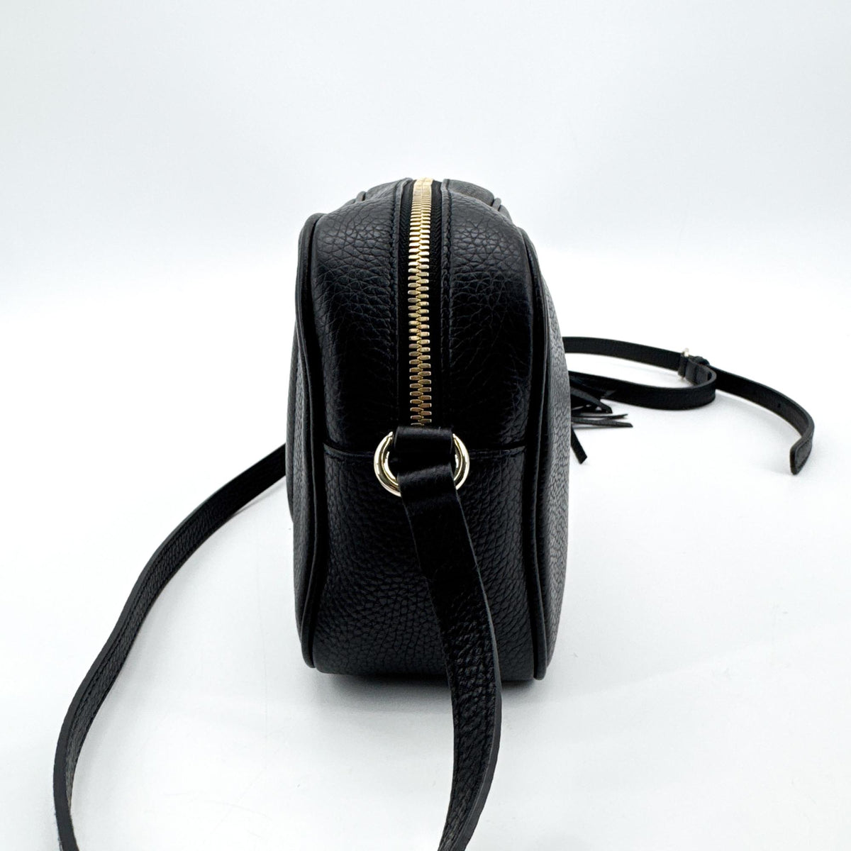 Gucci Soho Disco Leather, Black, Calfskin, Crossbody Bag