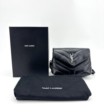 Saint Laurent Loulou Matelasse Chevron Leather, Black, Leather, Shoulder Bag