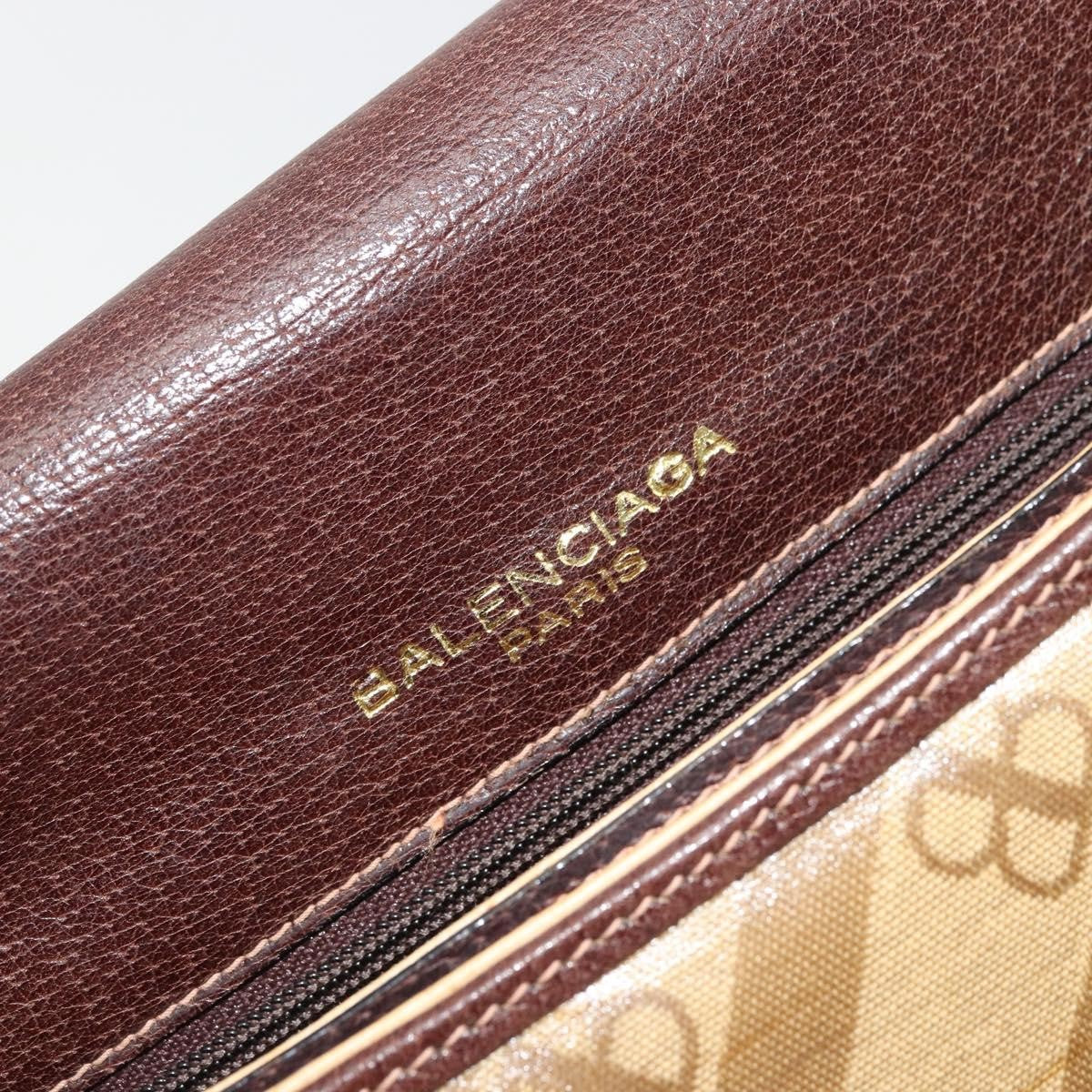 Balenciaga B. Shoulder Leather, Beige, Canvas, Shoulder Bag
