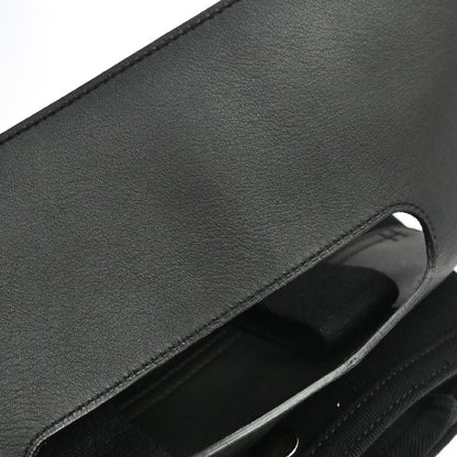 Hermes Valparaiso Toile and Leather, Black, Canvas, Handbag