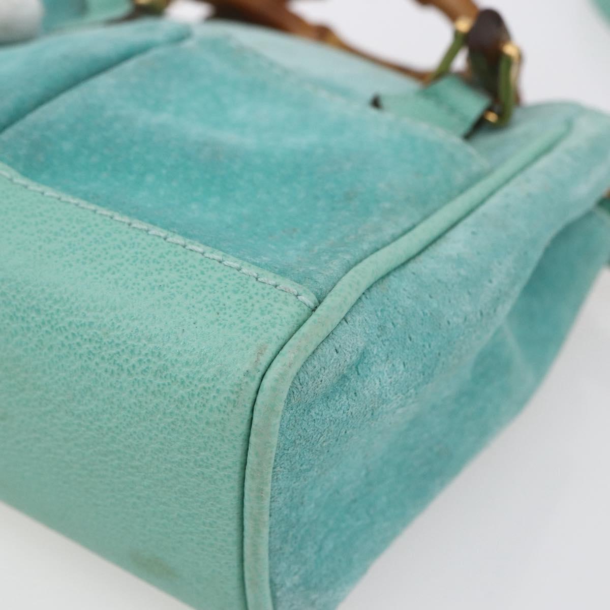 Gucci Bamboo Zip Pouch Leather, TURQUOISE, SUEDE, Clutche & pouche